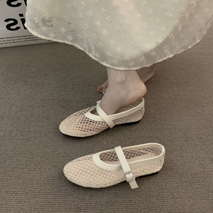 Damen Luftige Mesh-Sandalen mit verstellbarem Riemen und eleganter Schnalle Drune