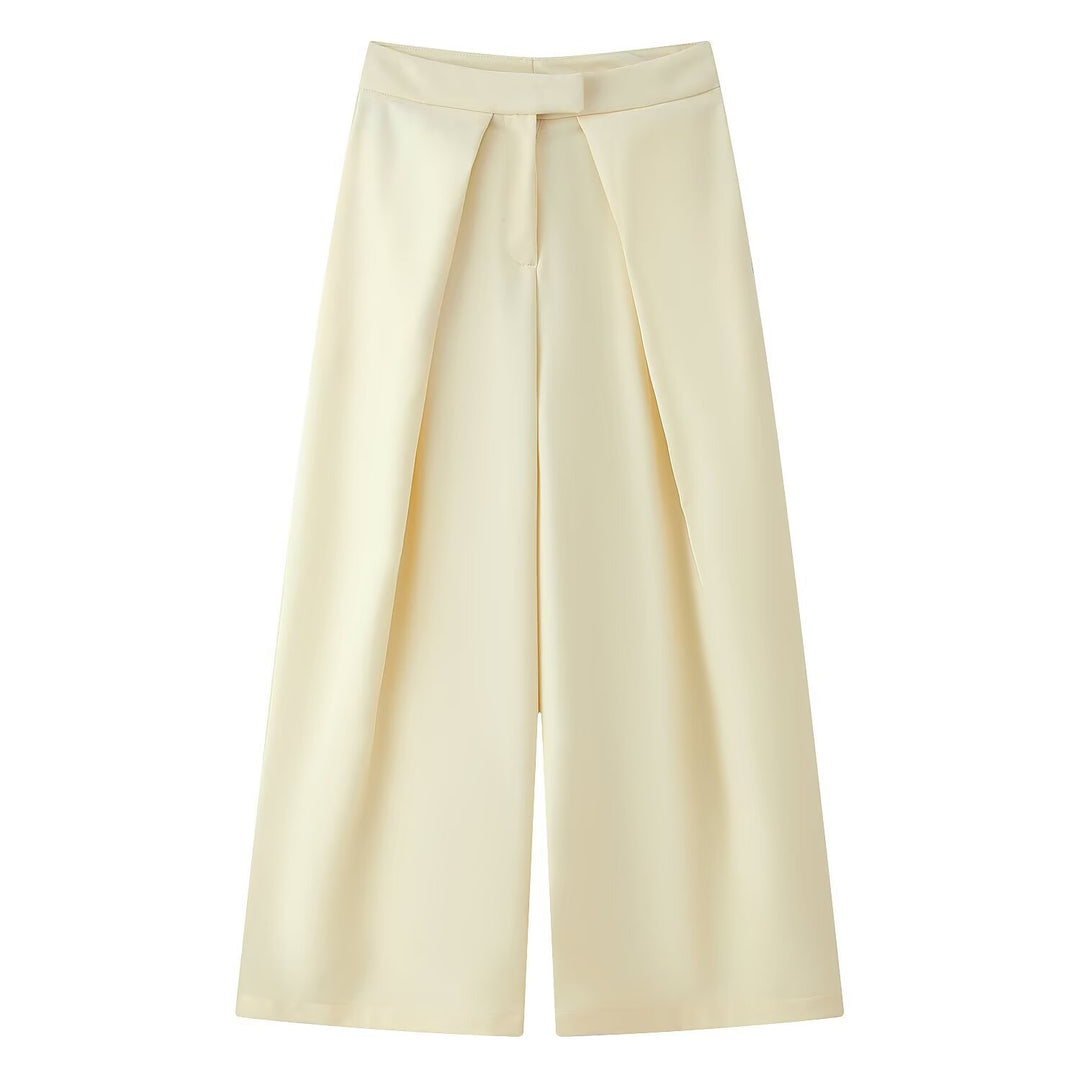 Damen Culotte-Hose mit weitem Bein, hoher Taille und ausgestellter Silhouette Drune