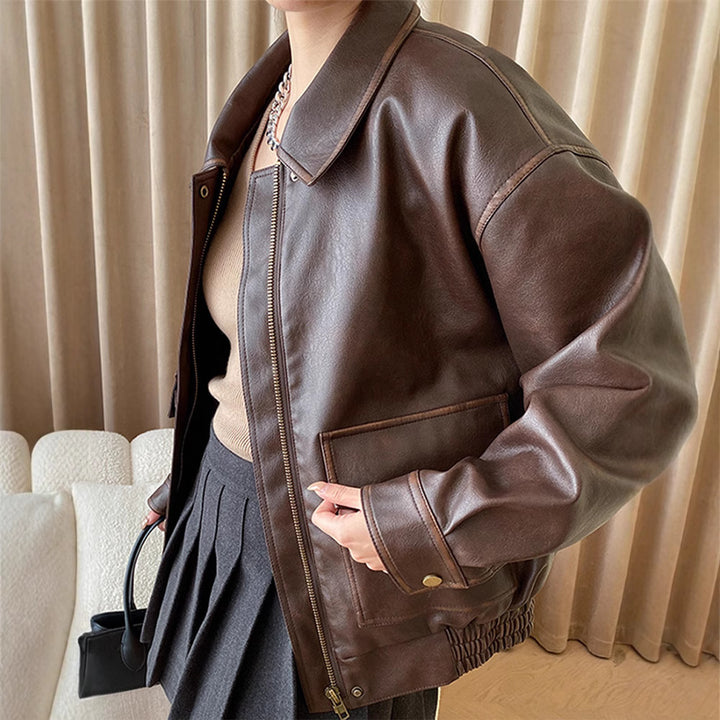 Damen lässige Lederjacke Drune