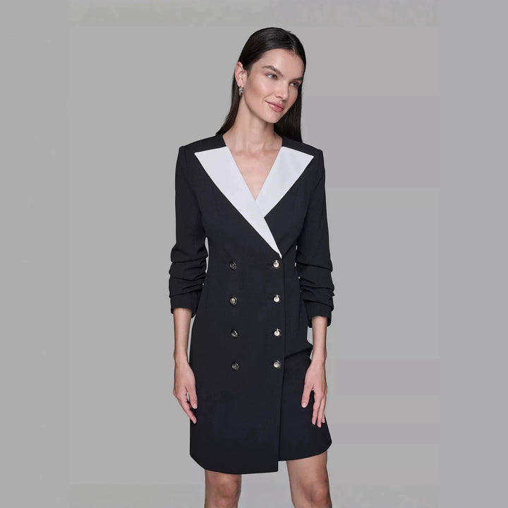 Damen Doppelreihiges Blazerkleid mit kontrastierendem Schalkragen Drune