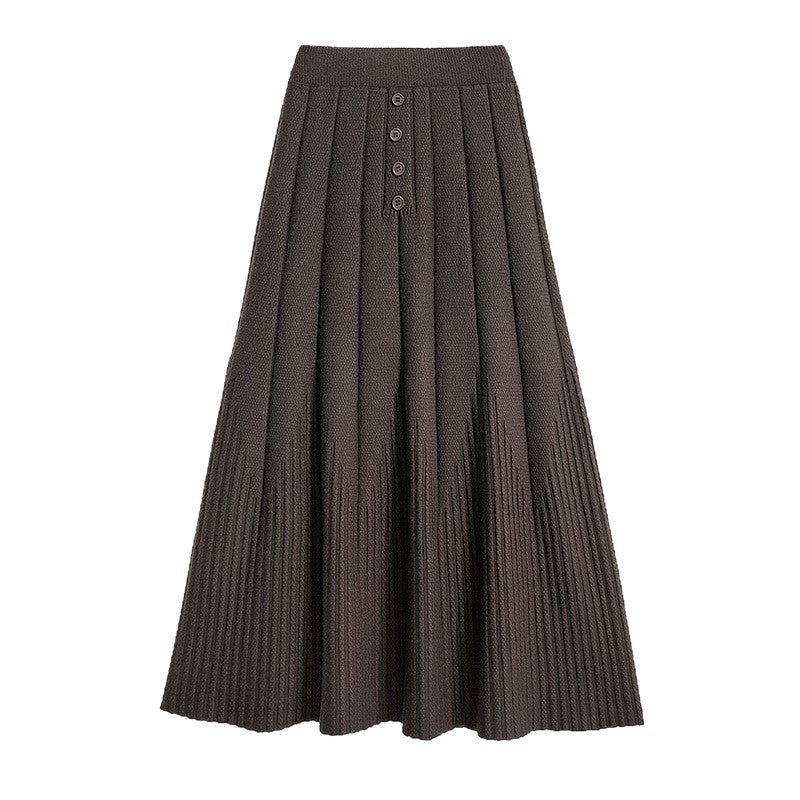 Damen Eleganter Plissee-Rock mit Knopfdetails Drune