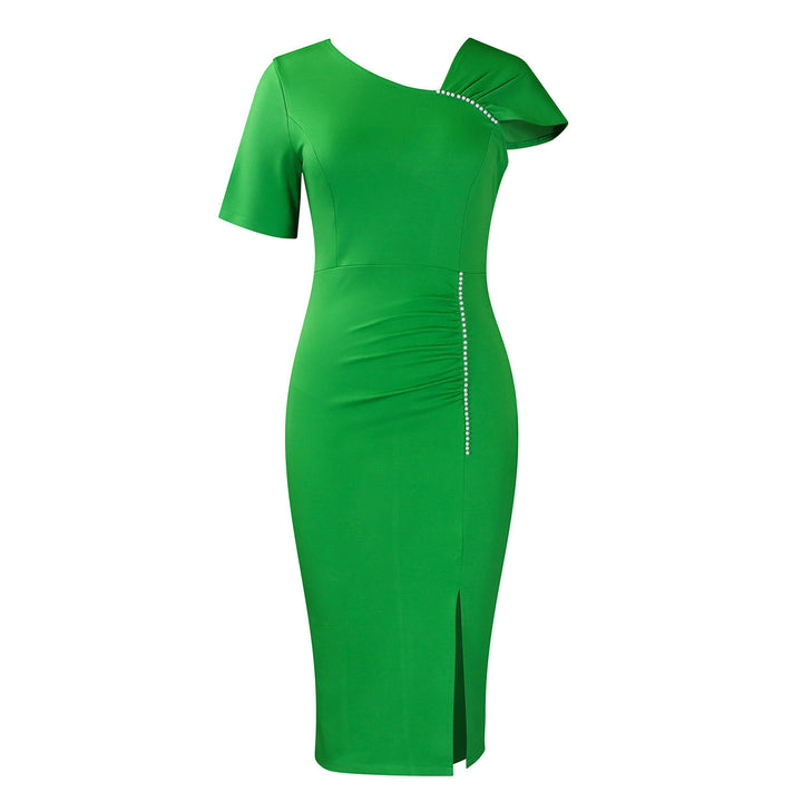 Damen Figurbetontes Kleid mit asymmetrischem Design und eleganten Pailletten Drune
