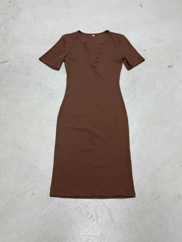 Damen Midi-Kleid mit modernem Knopfleisten-Design und figurschmeichelndem Schnitt Drune
