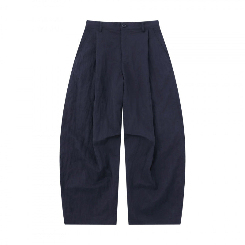 Damen Weite Ballonhose aus Baumwollmischung mit hohem Bund und elastischem Rückengummi Drune