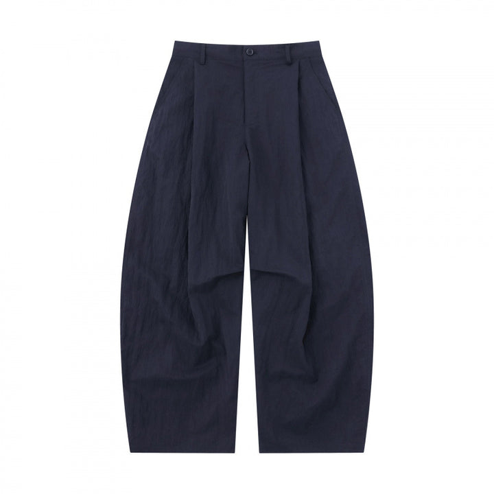 Damen Weite Ballonhose aus Baumwollmischung mit hohem Bund und elastischem Rückengummi Drune