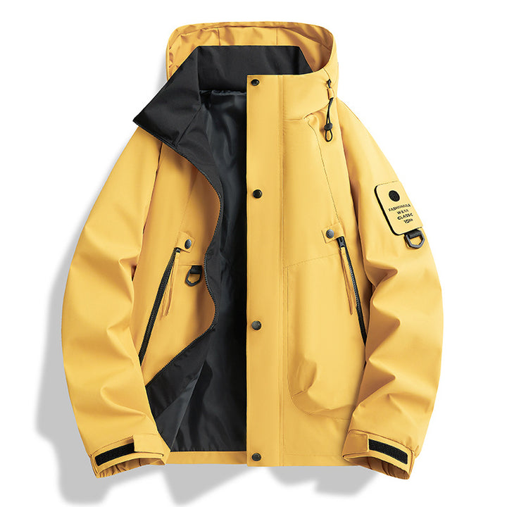 Herren wasserdichte Urban-Hardshelljacke mit verschweißten Nähten, verstellbarer Kapuze und Utility-Ärmeltasche Drune