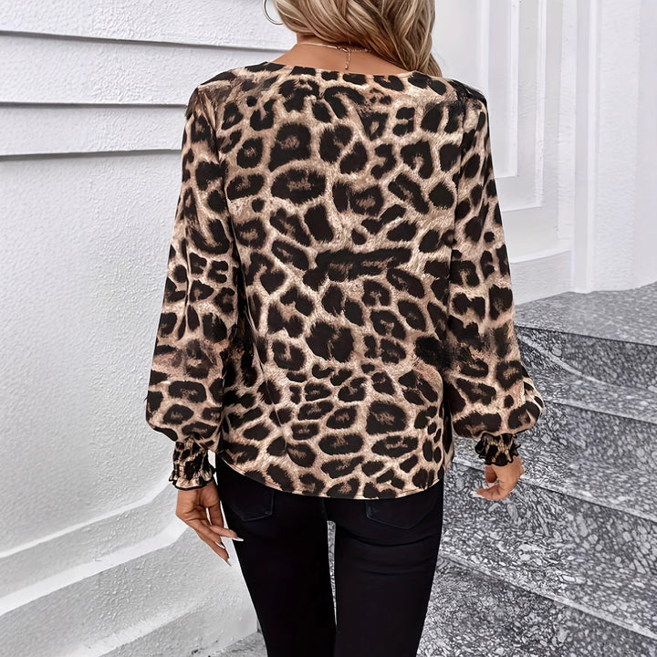Damen Bluse mit V-Ausschnitt und Puffärmeln Drune