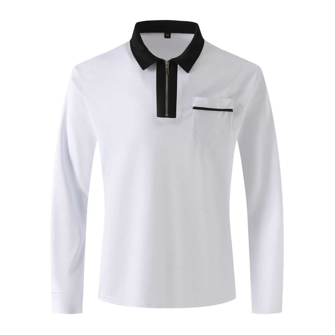 Herren Langarm-Poloshirt mit Halbzip, Kontrastkragen & Brusttasche Drune