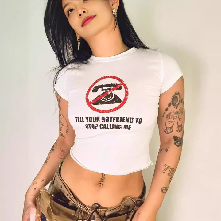 Damen Crop-T-Shirt mit Ihrem kreativen Spruch Drune