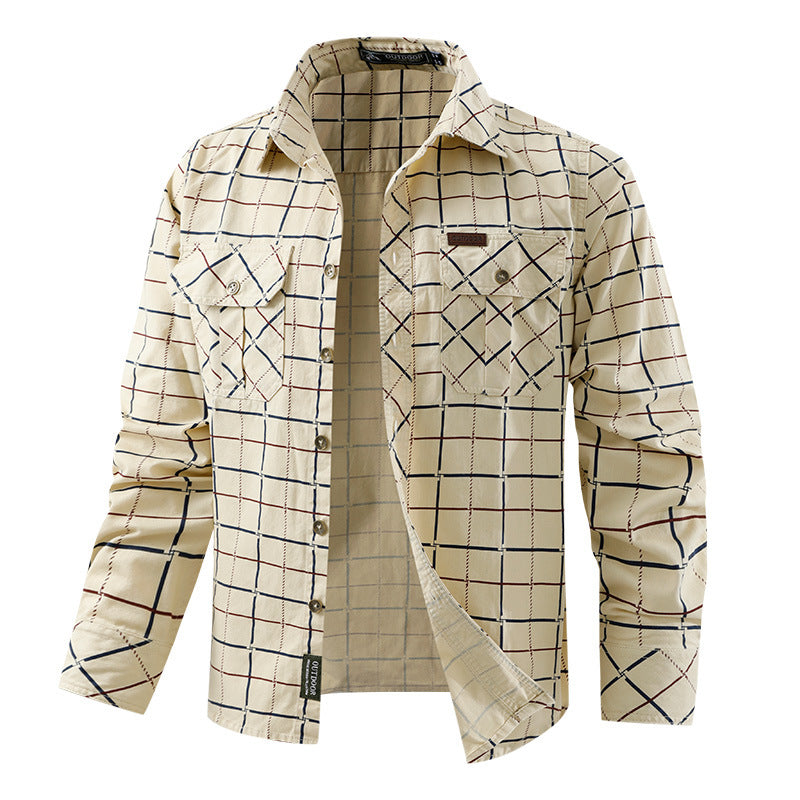 Herren nan kariertes Overshirt mit leichtem Thermofutter und doppelten Klappbrusttaschen Drune