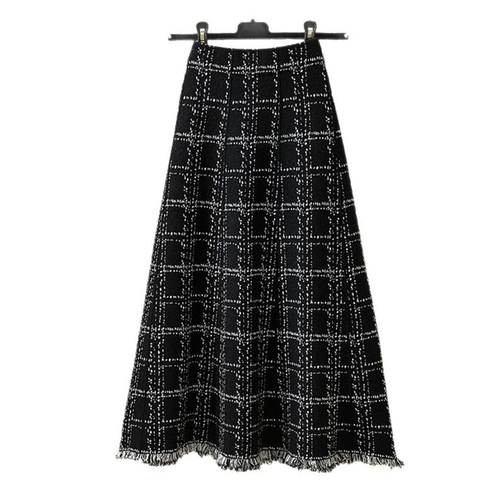 Damen Langer Plissee-Rock mit eleganter Musterung Drune