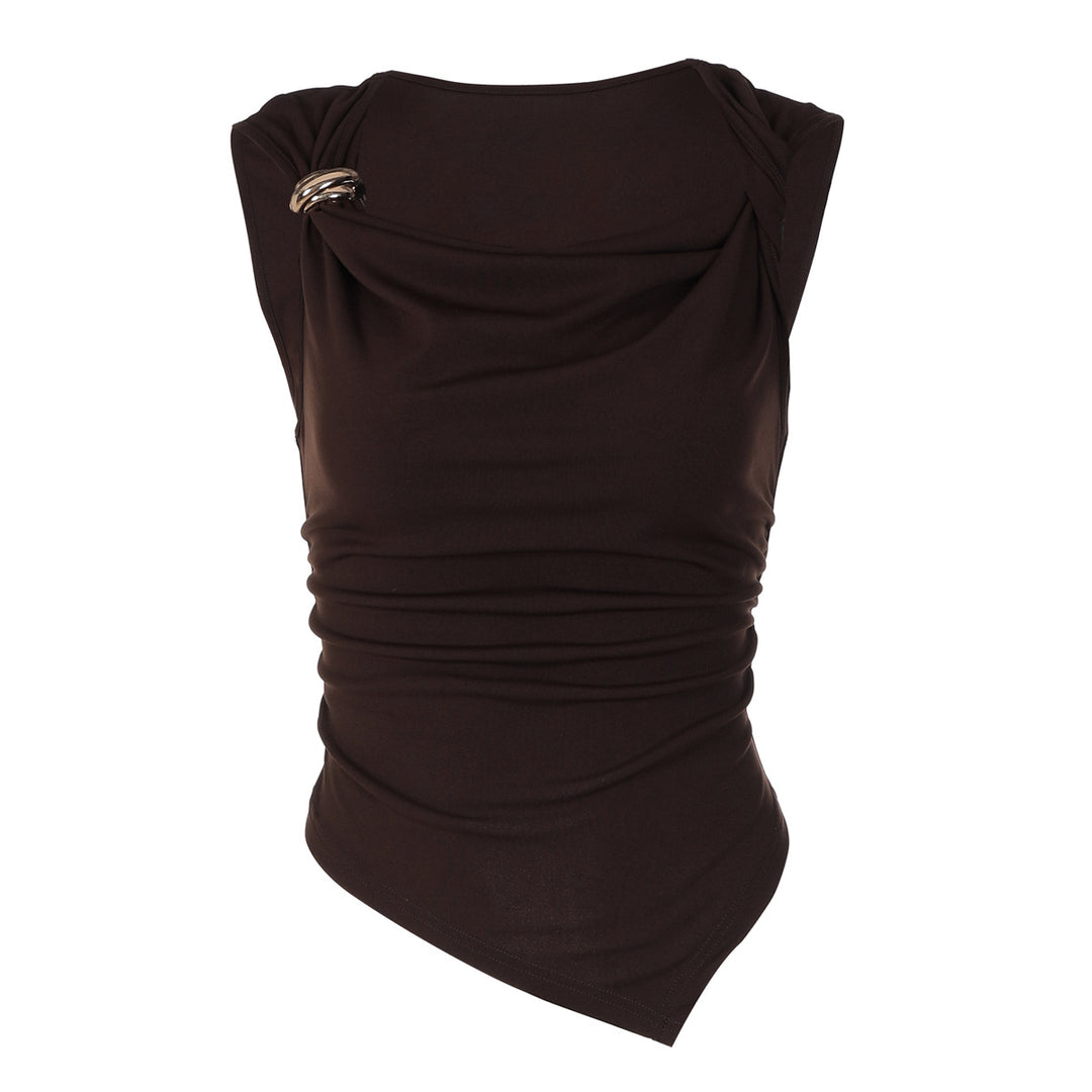 Damen elegantes drapiertes Top mit asymmetrischem Saum und dekorativem Detail Drune