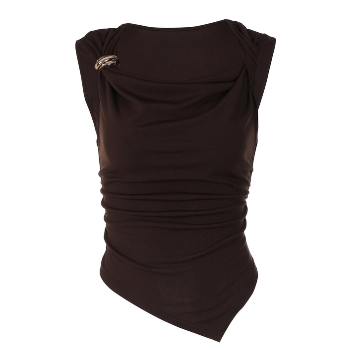 Damen elegantes drapiertes Top mit asymmetrischem Saum und dekorativem Detail Drune