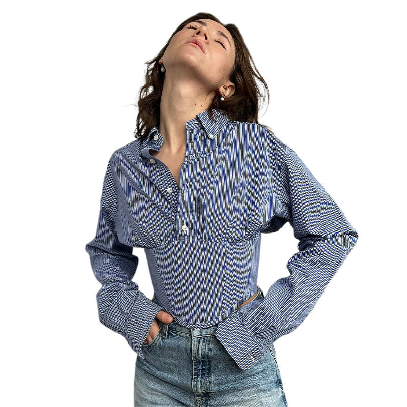 Damen Hemdbluse mit innovativem Schnitt und strukturierten Ärmeln Drune