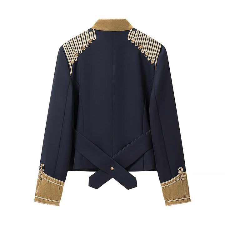 Damen nan militärische Paradejacke mit goldverzierten Passements, Stehkragen und Samtmanschetten Drune