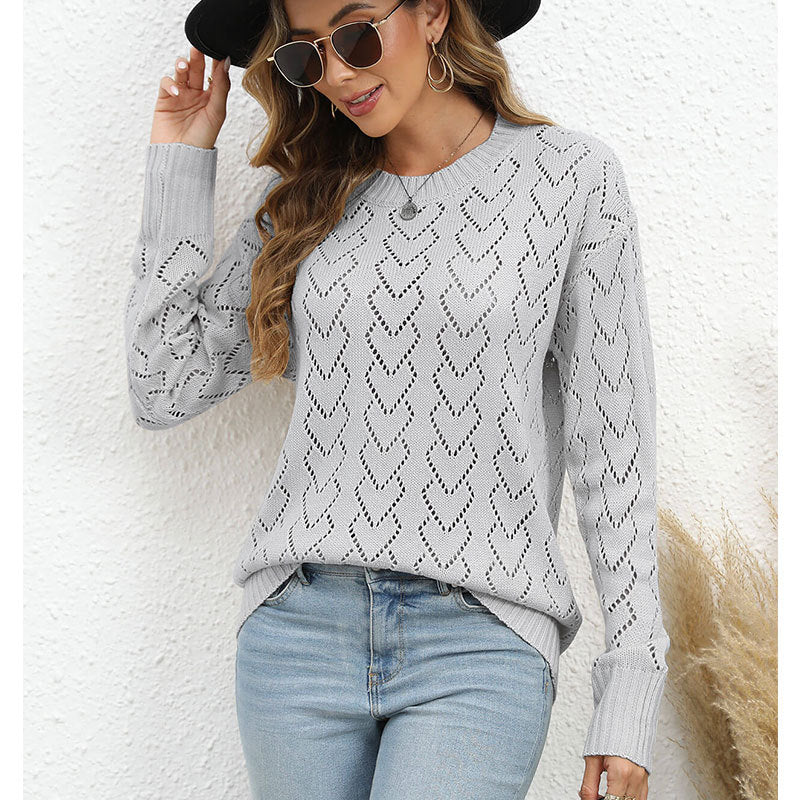 Damen Strickpullover mit zartem Herzmuster Drune