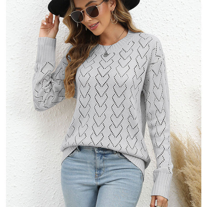 Damen Strickpullover mit zartem Herzmuster Drune