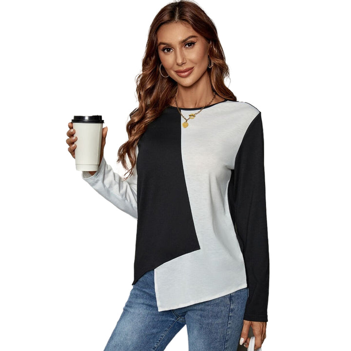 Damen stylisches Langarmshirt mit modischem Farbblocking Drune