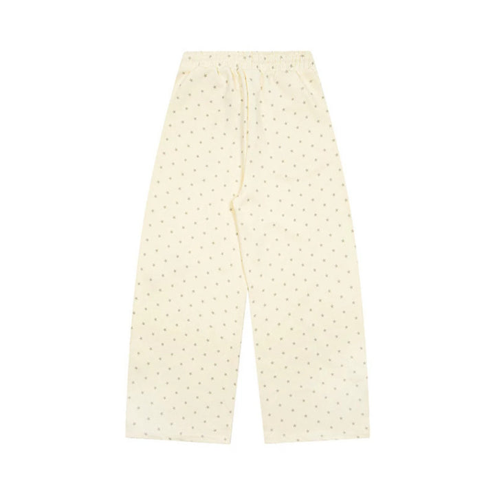 Damen Weite Lounge-Hose mit elastischem Bund, Sternenallover und Pfoten-Applikation Drune