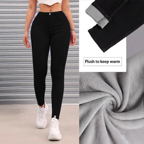 Damen Thermo-High-Waist-Fleece-Jeggings im Jeans-Look Drune