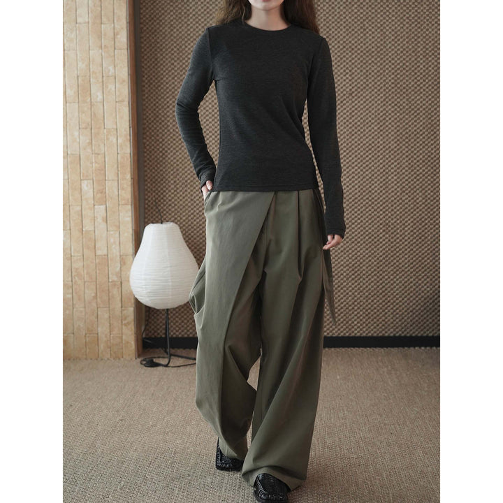 Damen Schmal geschnittenes Longsleeve aus feinem Jersey mit Rundhalsausschnitt Drune