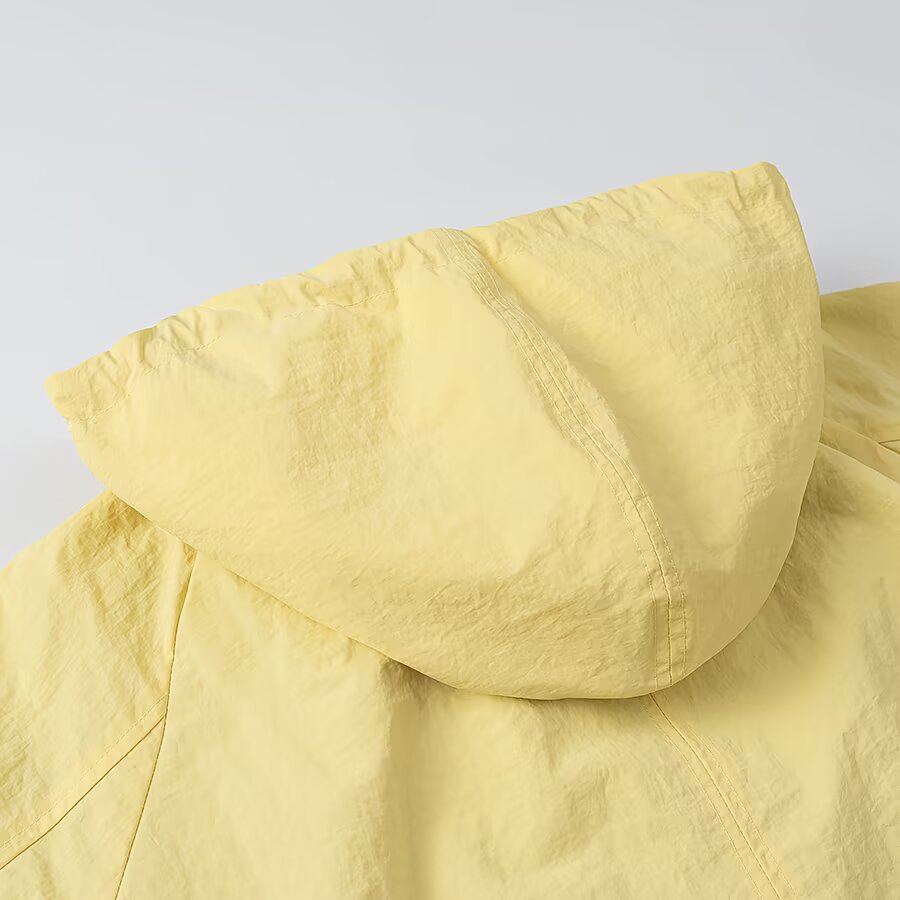 Damen Leichte Kapuzen-Windjacke mit Tunnelzug, Cropped-Schnitt und elastischen Bündchen Drune