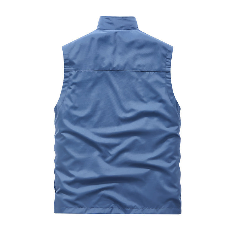 Herren Ärmellose Softshell‑Weste mit Zweiwege‑Reißverschluss und Multifunktions‑Taschen Drune