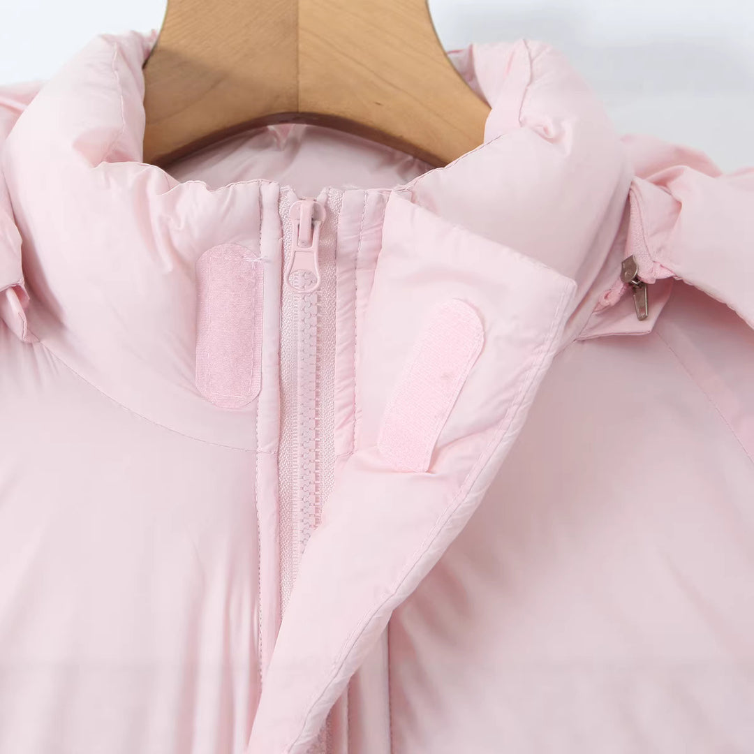 Damen Kurze boxy Funktionsjacke mit Kapuze, wattierter Isolierung und diagonalen Reißverschlusstaschen Drune