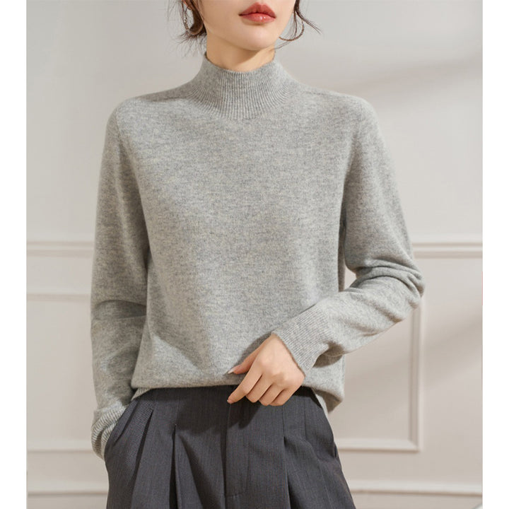 Damen Feiner Feinstrick-Pullover mit kurzem Stehkragen und Kaschmir-Optik Drune