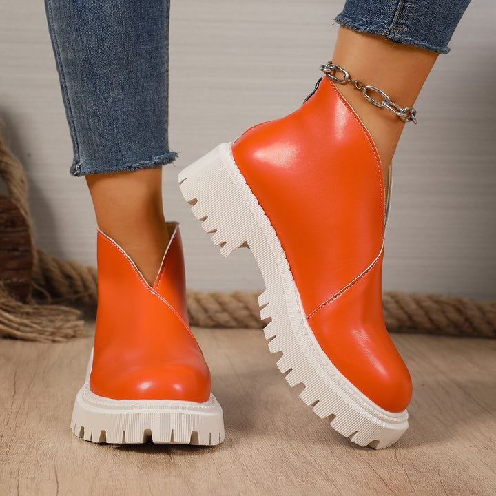 Damen Modische Chelsea-Boots mit trendigem Plateau und rutschfester Sohle Drune