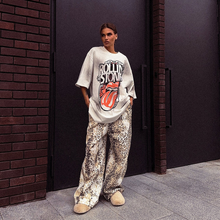 Damen Oversized T-Shirt mit kreativen Grafiken und lässigen Schnitten Drune