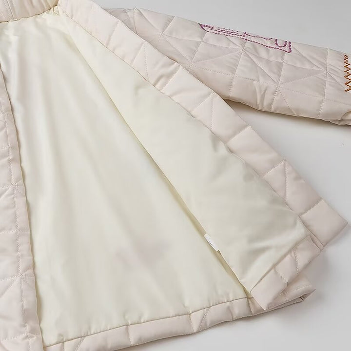 Damen nan gesteppte Kimonojacke mit dekorativer Stickerei, offener Front und aufgesetzten Taschen Drune