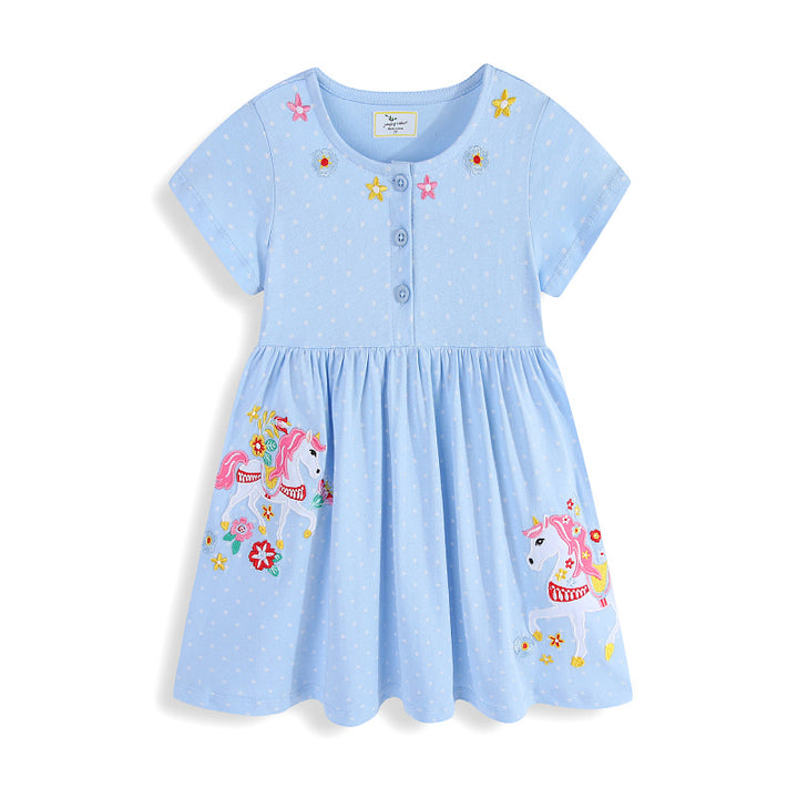 Mädchen Sommerkleid mit gesticktem Einhornmotiv Drune