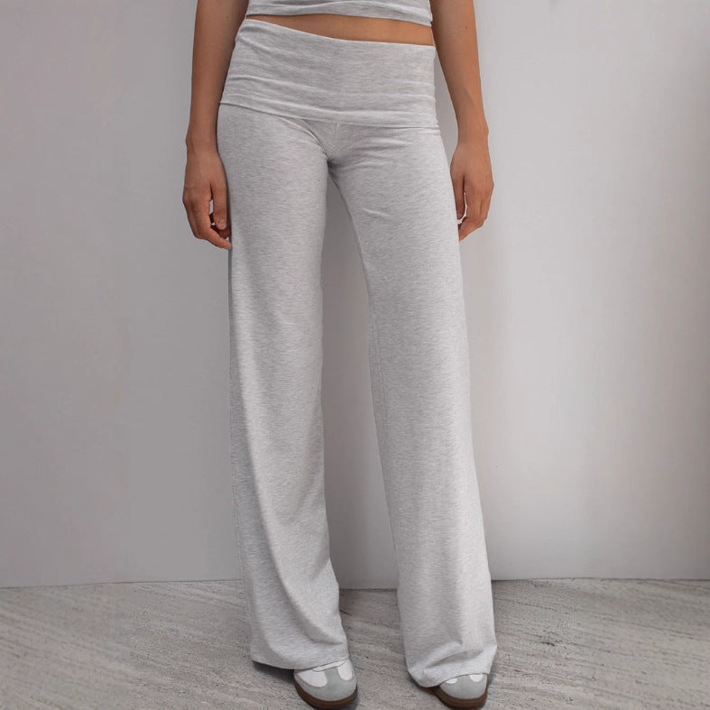 Damen nan weite Palazzohose mit Umschlagbund aus elastischem Viskosejersey Drune