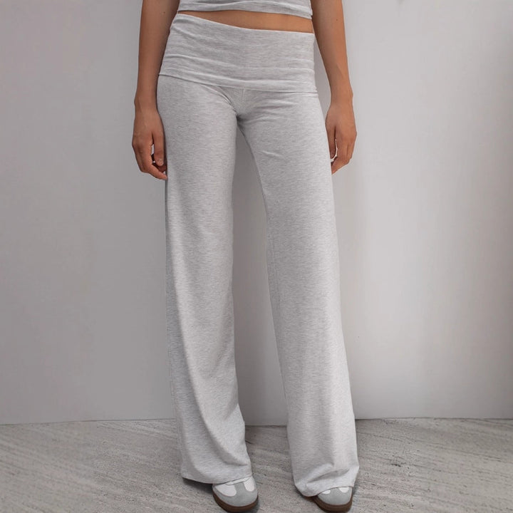 Damen nan weite Palazzohose mit Umschlagbund aus elastischem Viskosejersey Drune