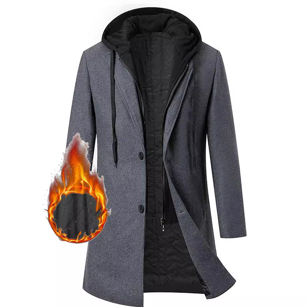Damen eleganter Mantel mit abnehmbarer Kapuze und sportlichen Akzenten Drune