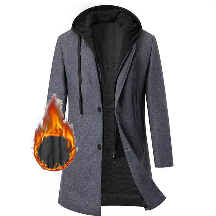 Damen eleganter Mantel mit abnehmbarer Kapuze und sportlichen Akzenten Drune