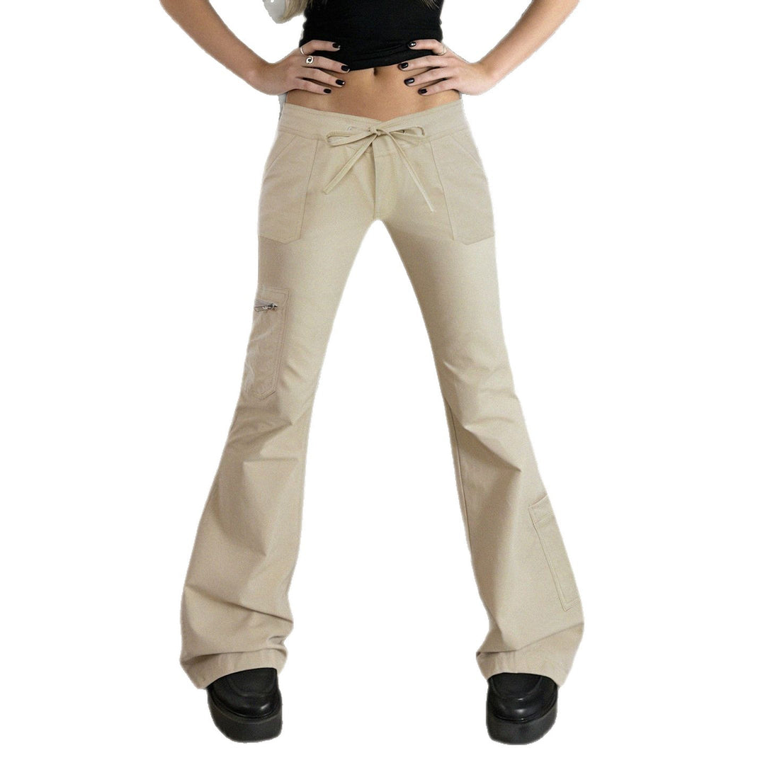Damen Cargo-Hose mit weitem Schlag, Tunnelzugbund und Reißverschlusstasche Drune