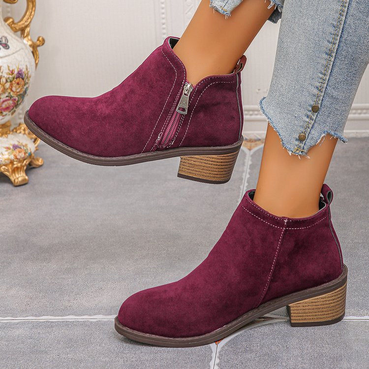 Damen Biker-Stiefeletten mit seitlichem Reißverschluss und modischer Struktur Drune