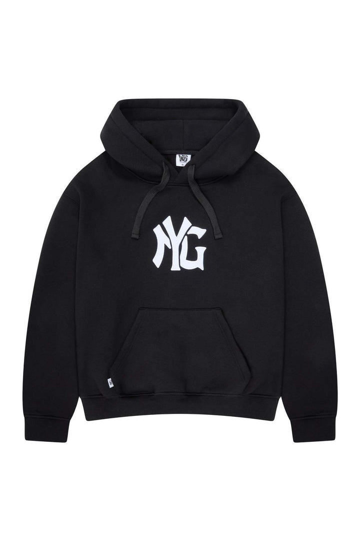 Unisex nan weit geschnittene Kapuzen-Sweatjacke mit beidseitig öffnendem Reißverschluss und Logo-Applikation Drune