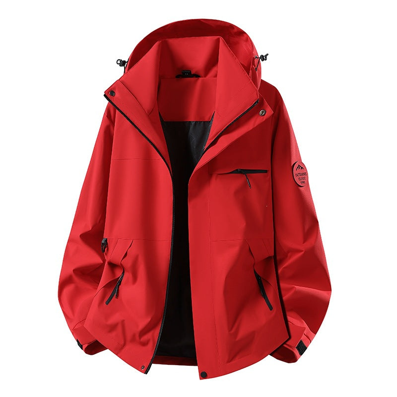 Herren Wetterfeste dreilagige Hardshelljacke mit verstellbarer Kapuze, verschweißten Nähten & Multifunktionstaschen Drune