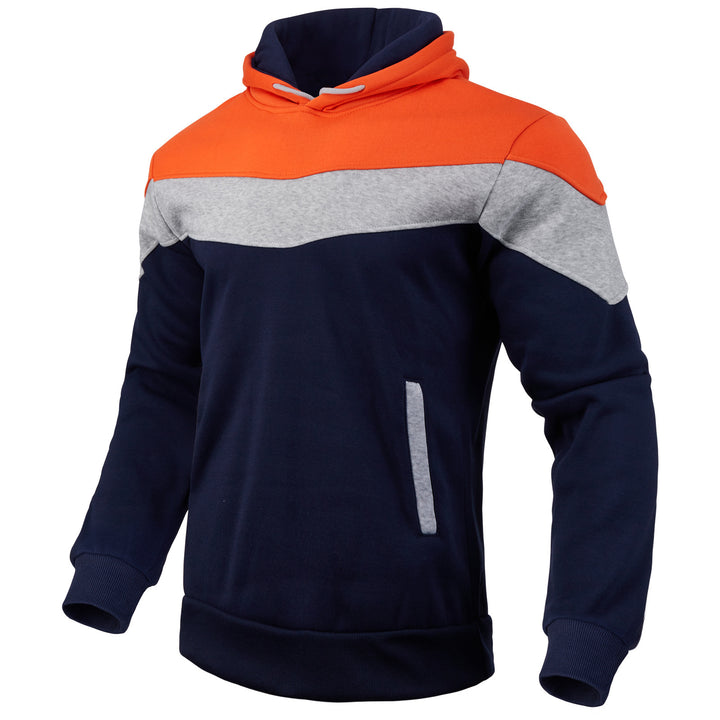 Herren Colorblock-Kapuzenpullover mit hohem Schalkragen, verdeckten Eingrifftaschen und gerippten Bündchen Drune