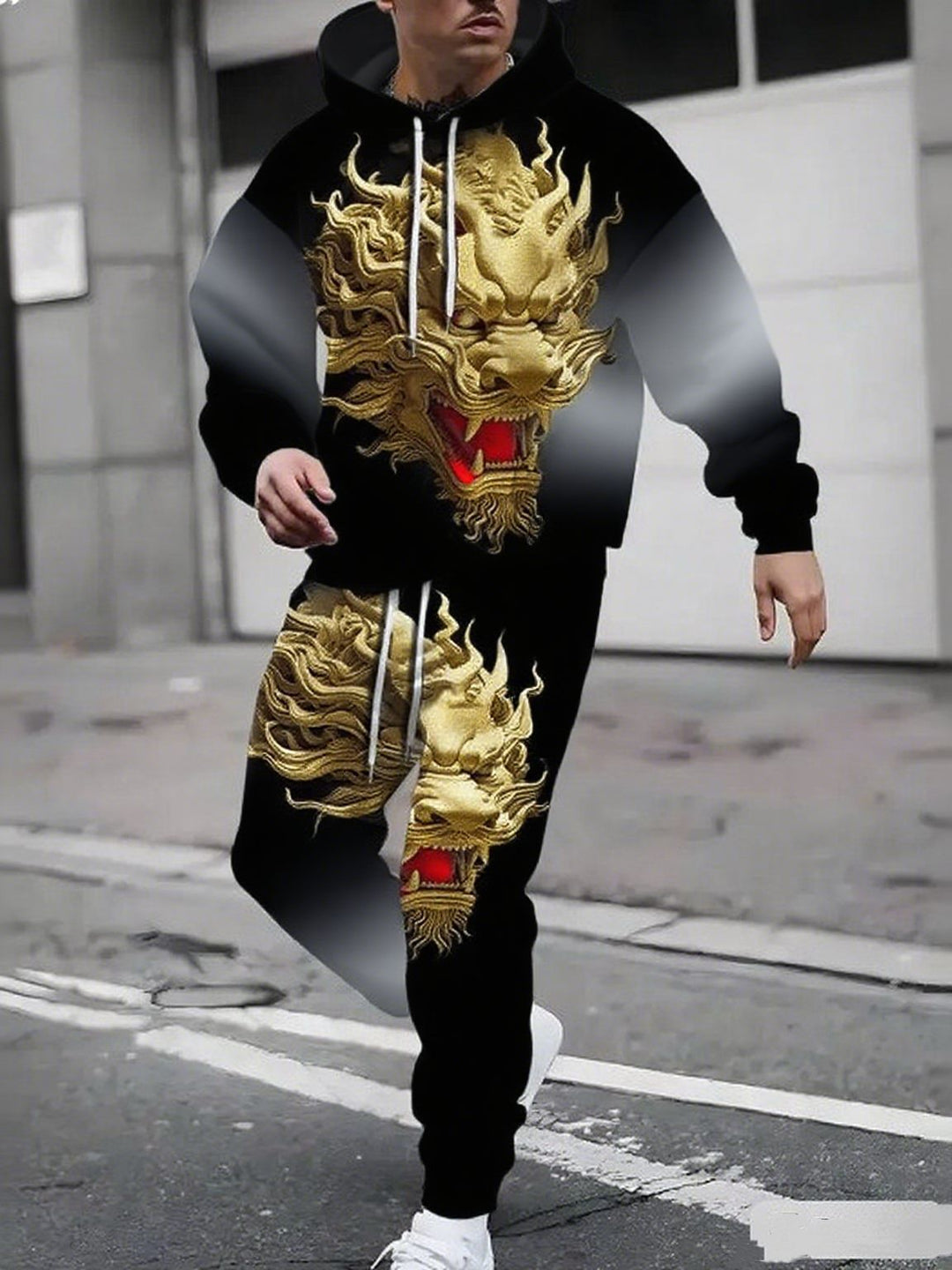 Herren Hoodie- und Jogginghose-Set mit einzigartigem Grafikdesign Drune