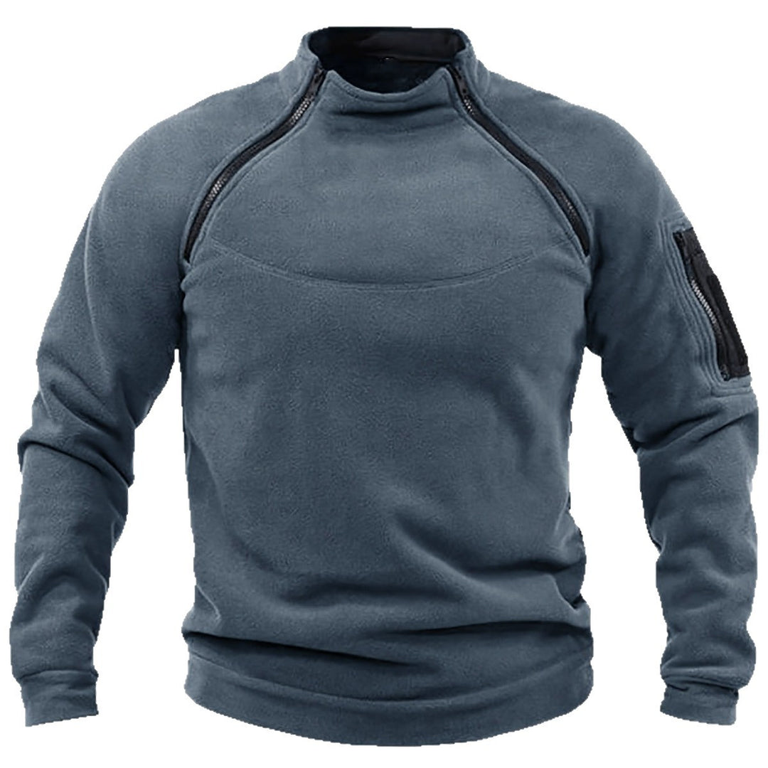 Herren Thermo-Fleecepullover mit Schulterreißverschlüssen, Stehkragen & Ärmel‑Utilitytasche Drune