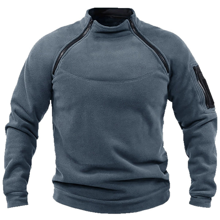 Herren Thermo-Fleecepullover mit Schulterreißverschlüssen, Stehkragen & Ärmel‑Utilitytasche Drune