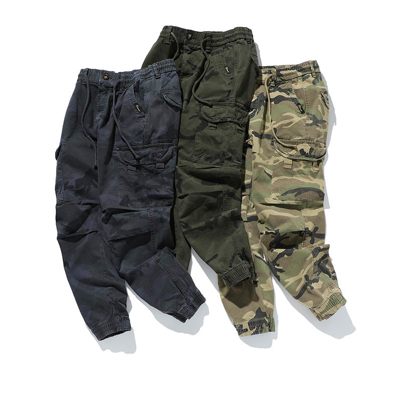 Herren Military-Style Cargo-Jogger aus Baumwollmix mit elastischem Tunnelzugbund und modularen Klappentaschen Drune