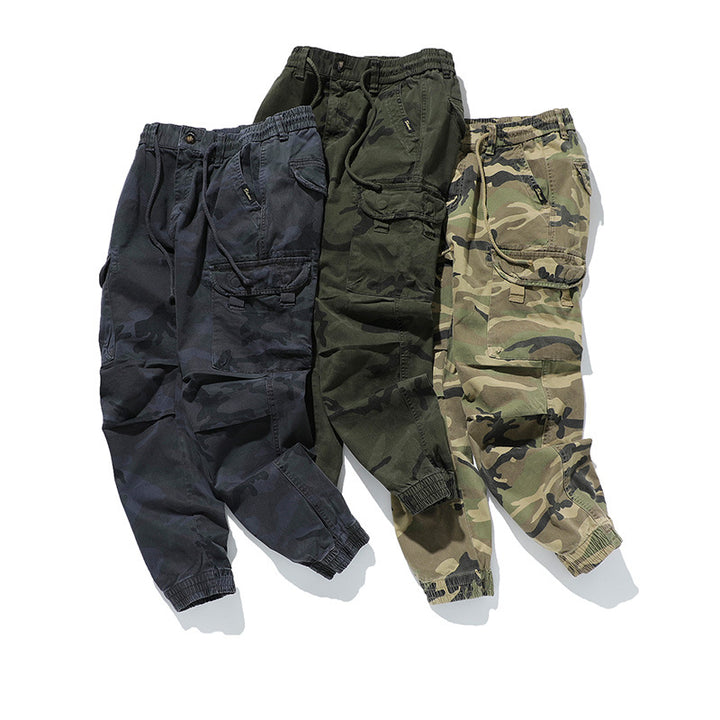 Herren Military-Style Cargo-Jogger aus Baumwollmix mit elastischem Tunnelzugbund und modularen Klappentaschen Drune