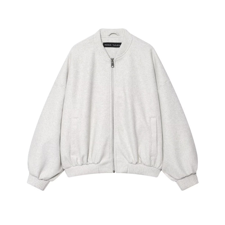 Damen 60+ oversized Wolloptik Bomberjacke mit Reißverschluss und Rippbündchen Drune