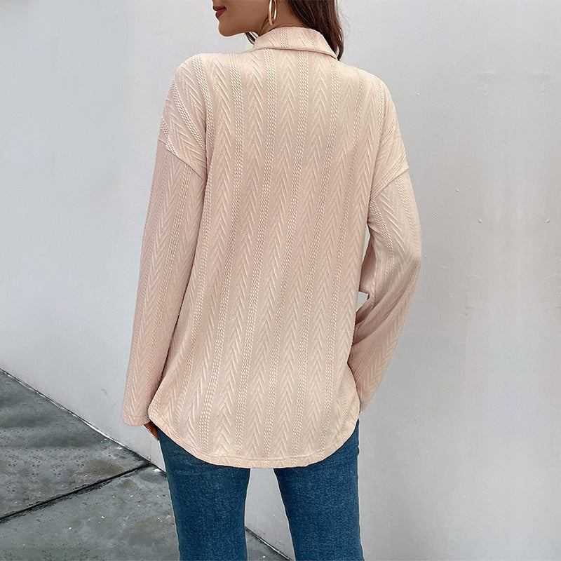 Damen Leichte strukturierte Hemdjacke mit Brusttaschen und Hornoptik-Knöpfen Drune