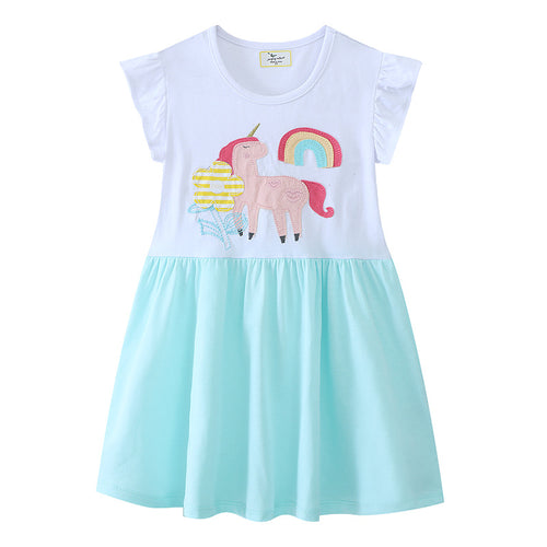 Mädchen Baumwollkleid mit zauberhaftem Einhorn-Motiv Drune